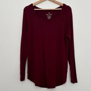 American Eagle Outfitters Deep Red Long Sleeve Blouse